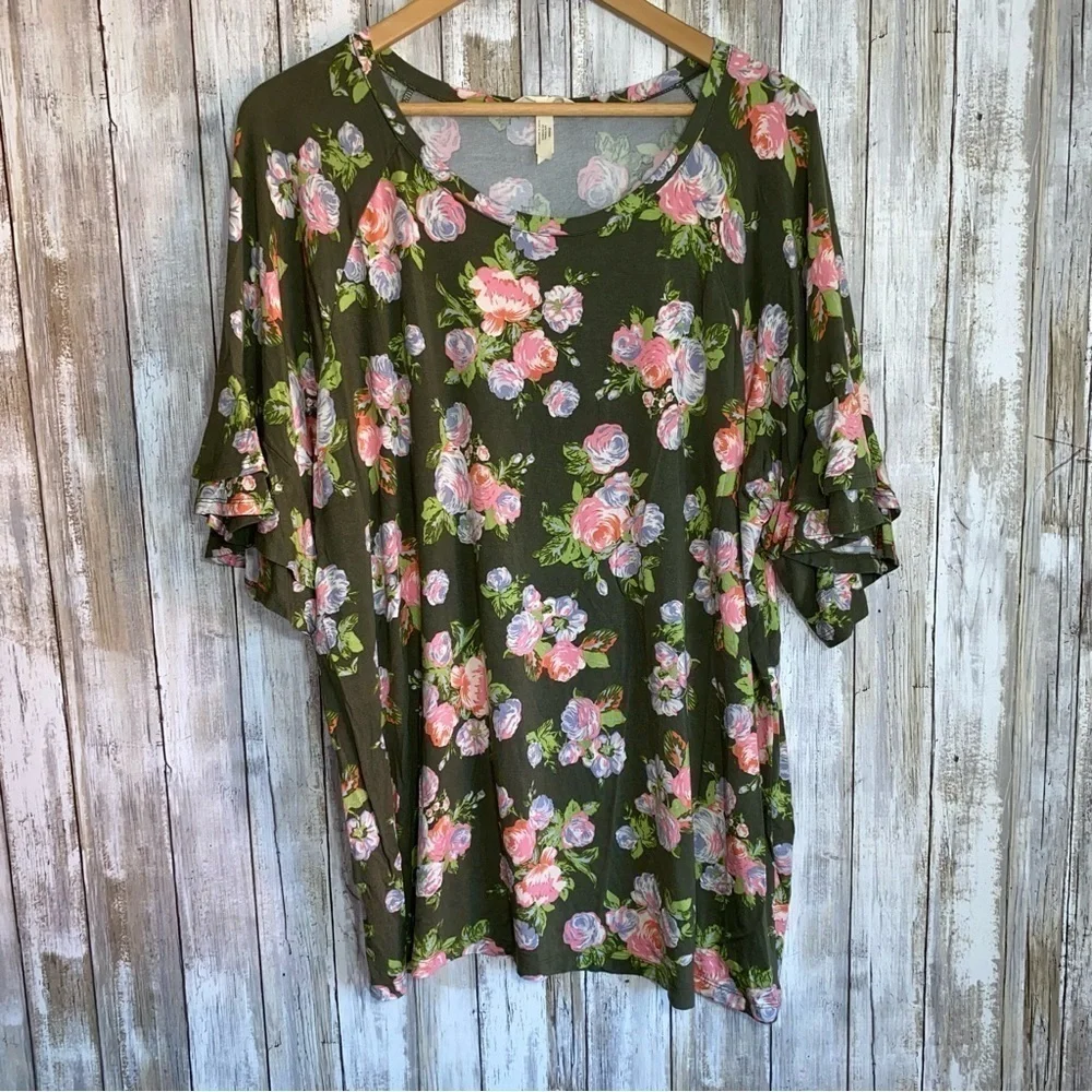 Matilda Jane Let’s Go Together Olive Floral Blouse - Picture 2 of 5
